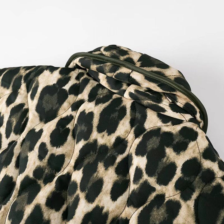 Damen Kurzjacke mit Leopardenprint, kastiger Silhouette und Schalkragen Drune