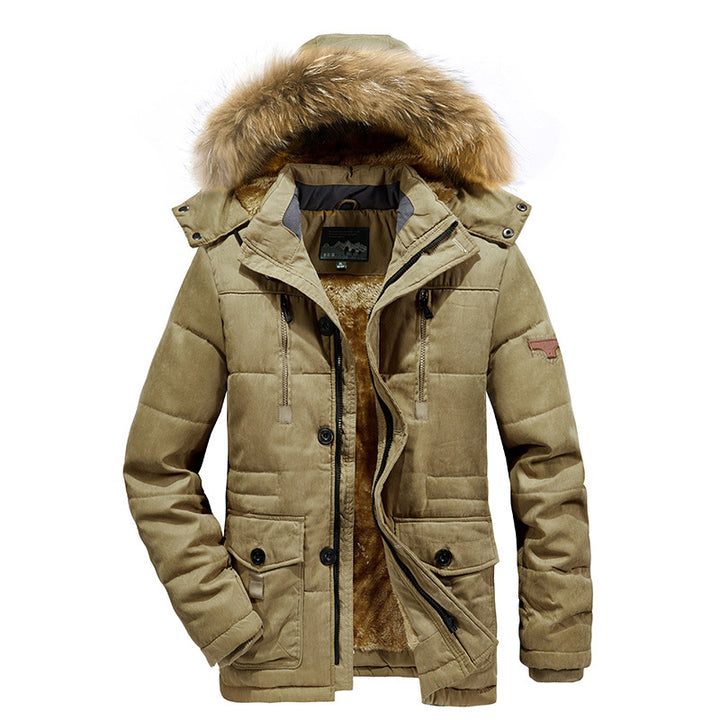 Herren Gefütterter Winterparka im Field-Style mit Teddyfutter und Kunstfellkapuze Drune