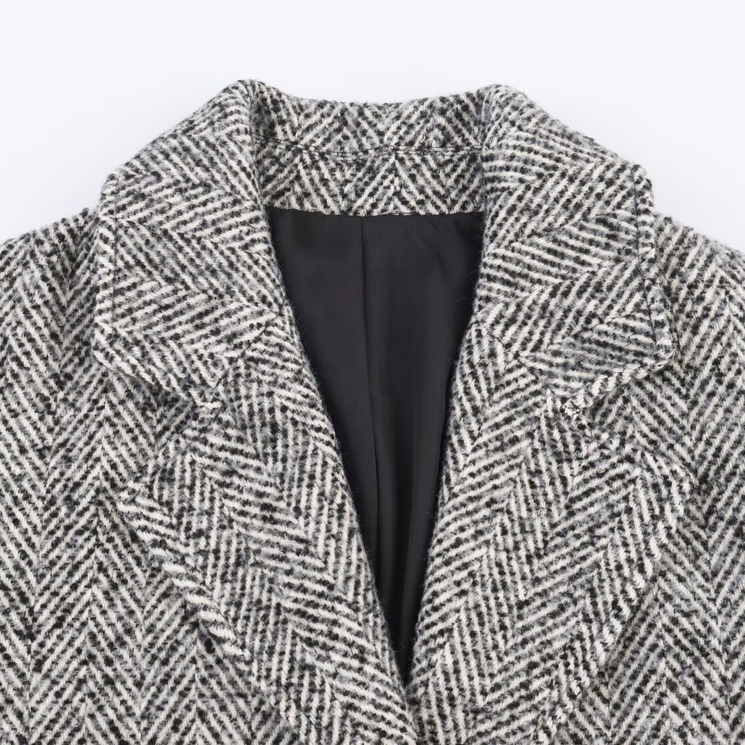 Damen klassische Oversized Wollmantel Drune