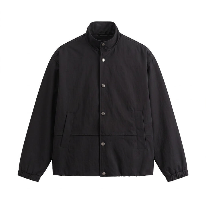 Herren Kurz geschnittener minimalistischer Boxy‑Blouson mit Stehkragen und Druckknopfblende Drune