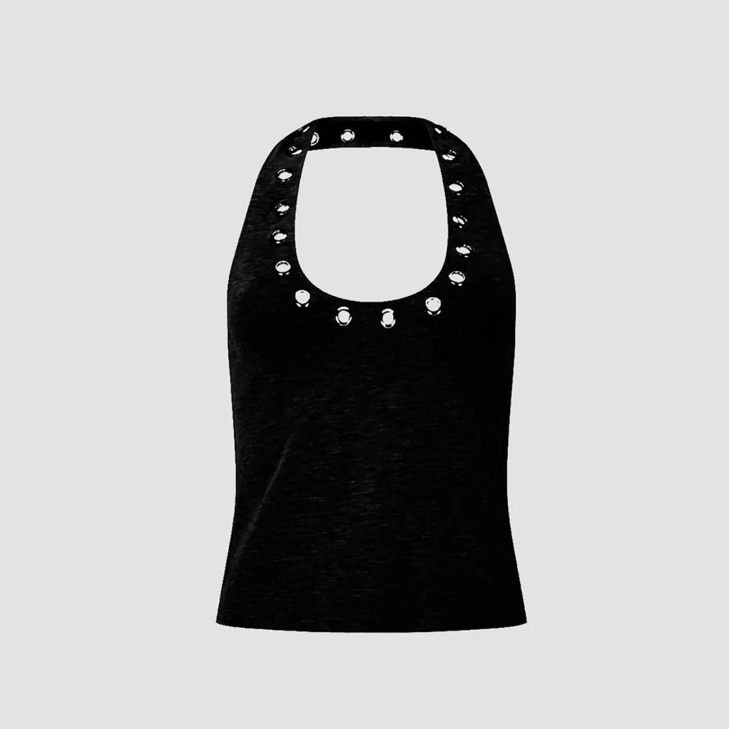 Damen Stylisches Haltertop mit glänzenden Ösen Drune