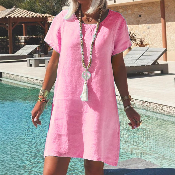 Damen Leichtes Strandkleid aus atmungsaktivem Leinen Drune