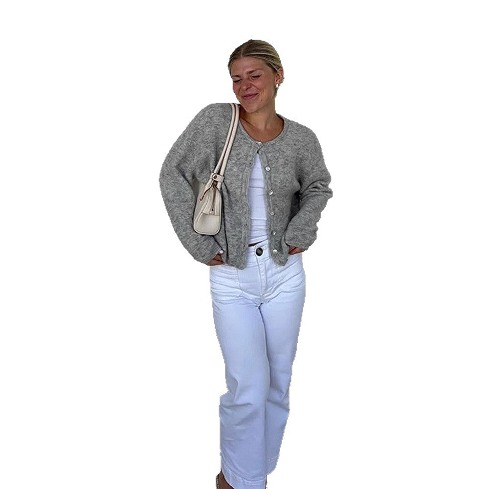Damen lässige Strickjacke mit weitem Schnitt und Knopfdetails Drune