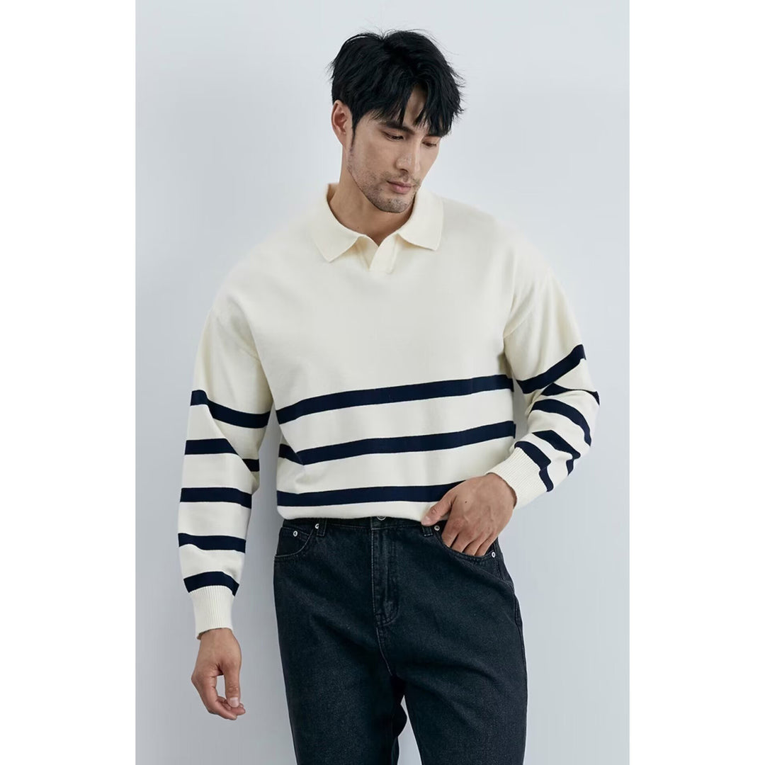 Herren Modisches Strickoberteil mit Streifen Drune