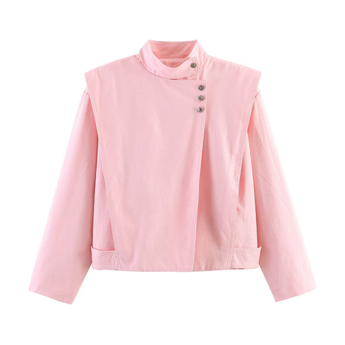 Damen Kurzjacke mit asymmetrischem Verschluss und Stehkragen Drune