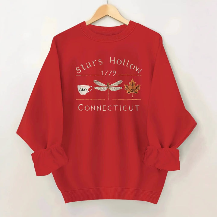 Damen Sweatshirt mit kreativem Stars Hollow Motiv Drune