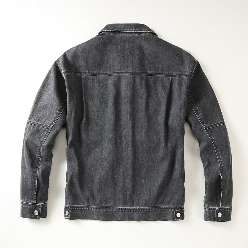 Herren Utility-Denimjacke mit Oversized-Brusttaschen und durchgehender Knopfleiste Drune