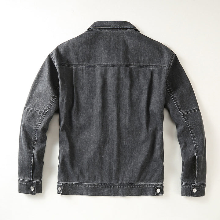 Herren Utility-Denimjacke mit Oversized-Brusttaschen und durchgehender Knopfleiste Drune