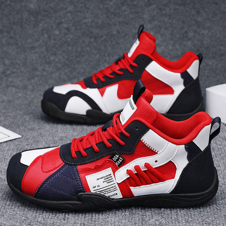 Herren mehrlagige Retro-City-Sneaker mit Wildleder- und Textilmix, gepolstertem Fersenkragen, atmungsaktiver Mesh-Zunge und griffiger Gummisohle Drune