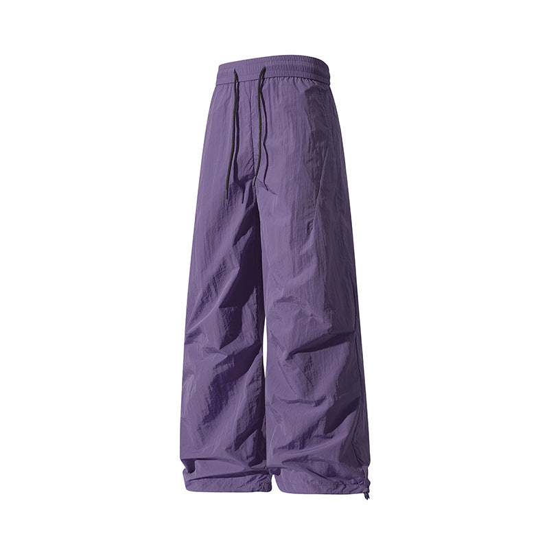 Unisex Weite technische Nylon-Hose mit Kordelzug und verstellbarem Saum Drune