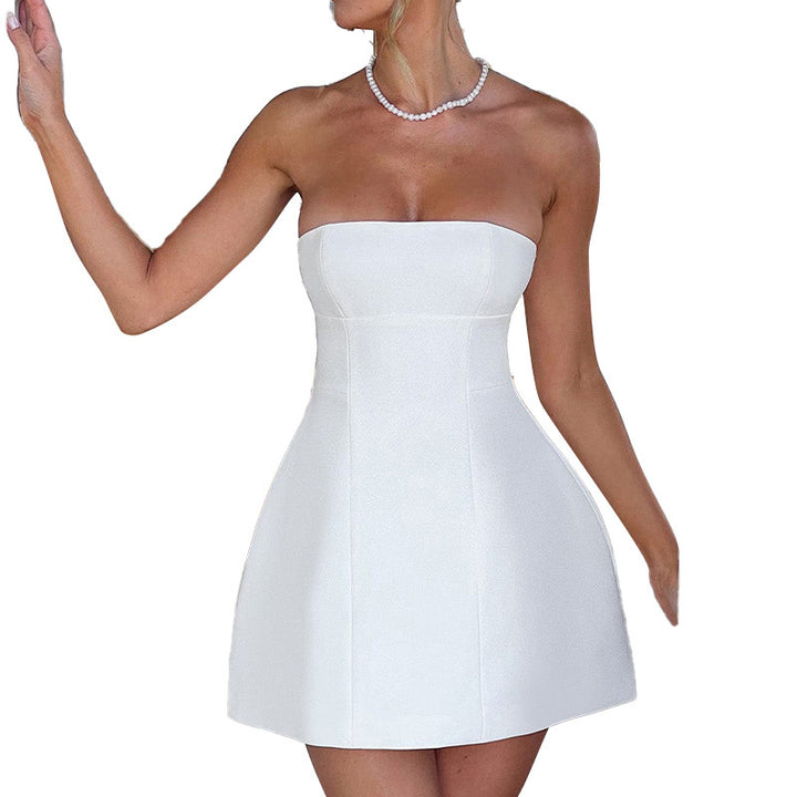 Damen schulterfreies Cocktailkleid mit elegantem Schnitt Drune