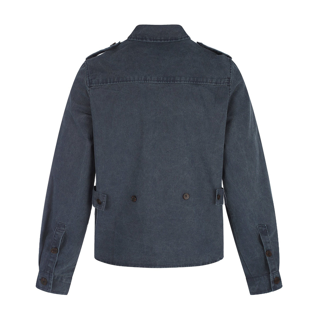 Herren Hemdjacke aus gewaschenem Denim mit Pattentaschen und Schulterklappen Drune