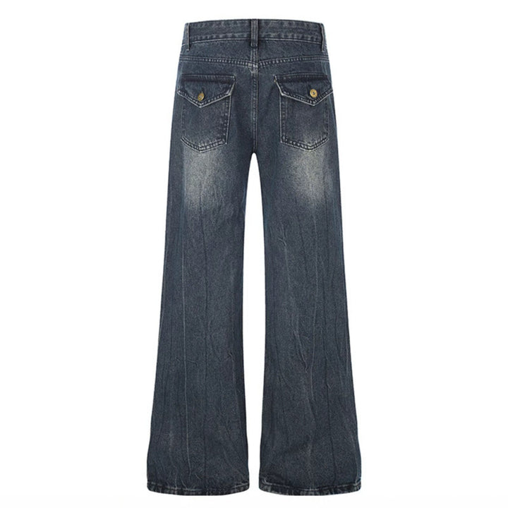 Damen Weite Denim‑Palazzo‑Jeans mit hohem Bund und Zier‑Reißverschlusstaschen Drune