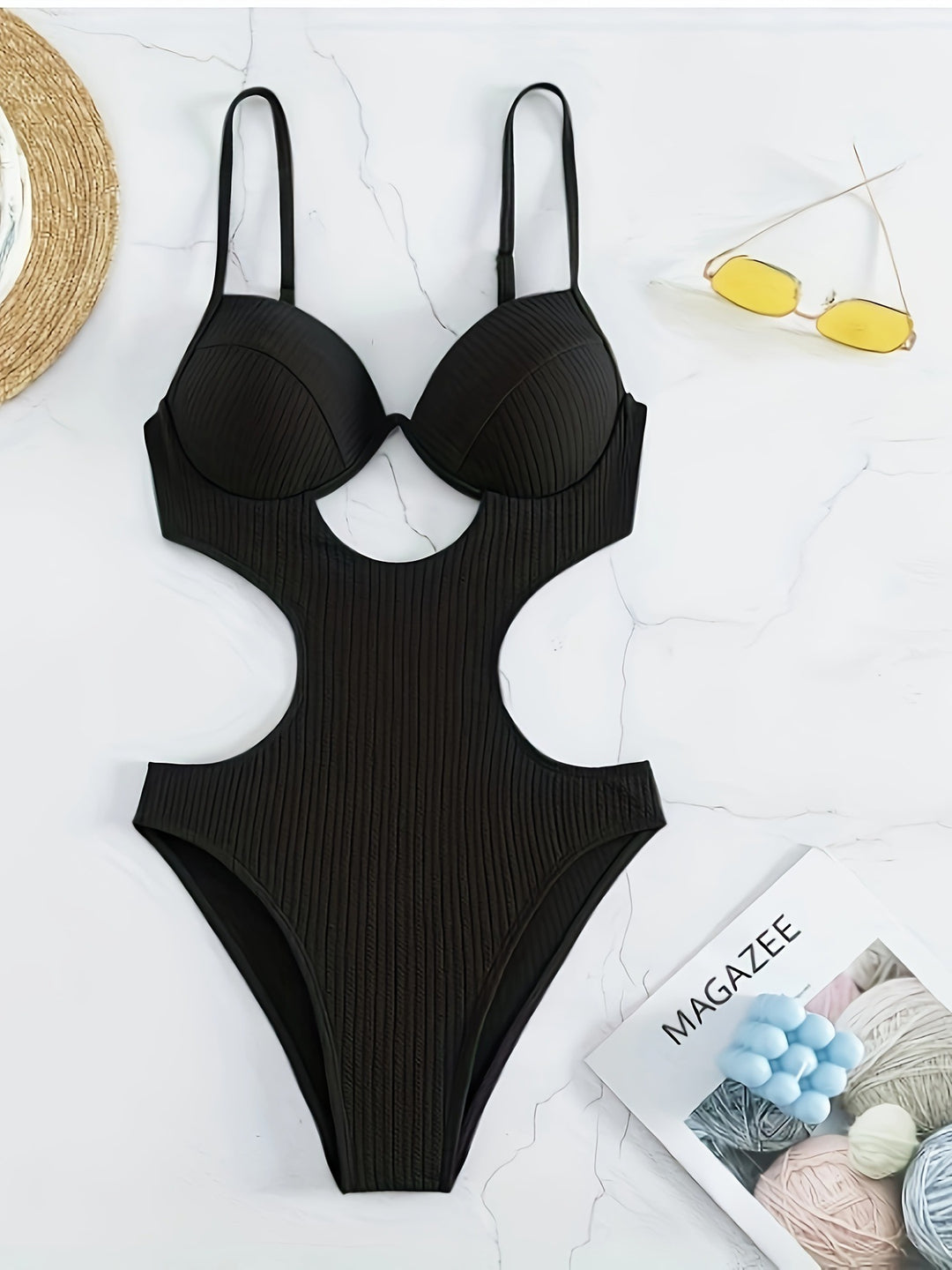 Damen Einteiler Badeanzug mit elegantem Cut-Out-Design und verstellbaren Trägern Drune