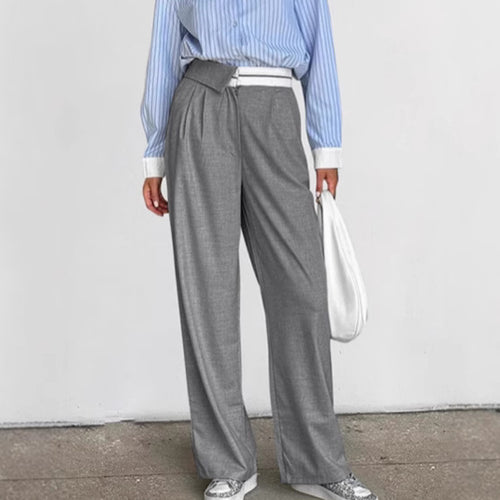 Damen Elegante weite Hose mit schickem Gürtel und Falten Drune