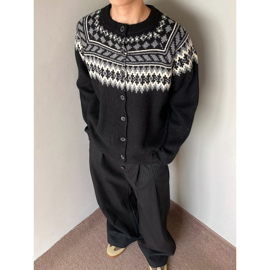 Herren Grobstrick Pullover mit geometrischem Muster Drune