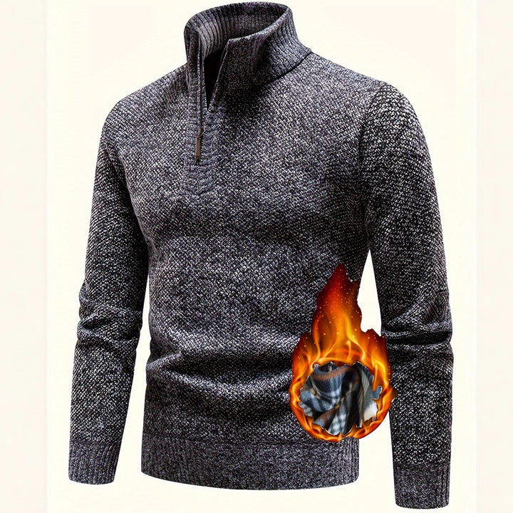 Herren Thermo-Strickpullover mit Stehkragen und Halbzip Drune