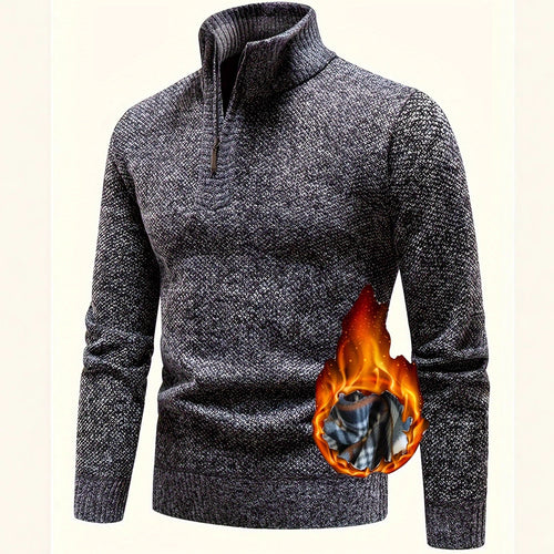 Herren Thermo-Strickpullover mit Stehkragen und Halbzip Drune