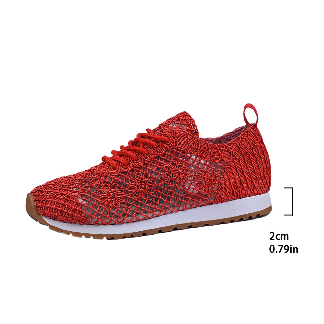 Damen nan atmungsaktive Strick-Run-Sneaker mit gehäkeltem Obermaterial, gepolstertem Komfortfußbett und rutschfester Gummilaufsohle Drune