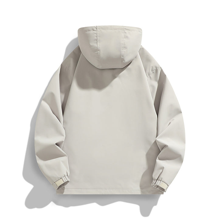 Herren Leichte Wind- und Wasserabweisende Kapuzenjacke im Urban-Utility-Stil mit verdeckter Reißverschlussleiste Drune
