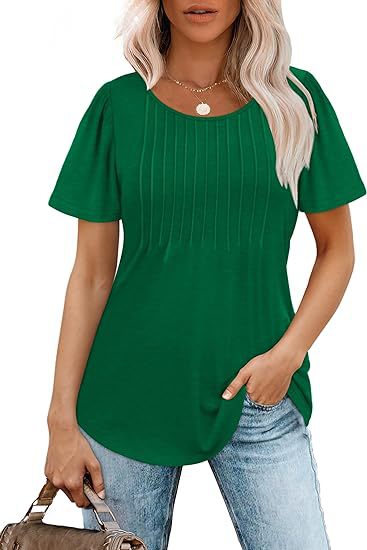 Damen Sommer T-Shirt mit Falten-Design Drune