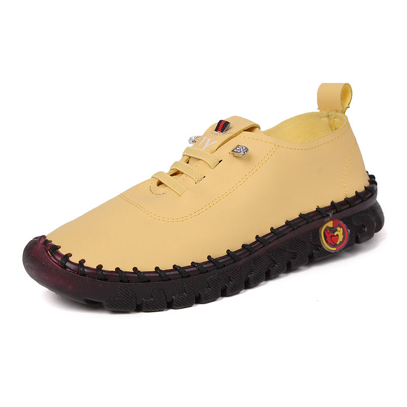 Damen nan leichte Freizeit‑Sneaker mit handgenähter Rahmennaht, elastischem Schnürsystem und profilierter Gummisohle Drune