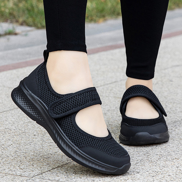 Damen nan Klett-Riemen-Sneaker im Ballerina-Stil mit atmungsaktivem Meshoberteil und flexibler Leichtsohle Drune