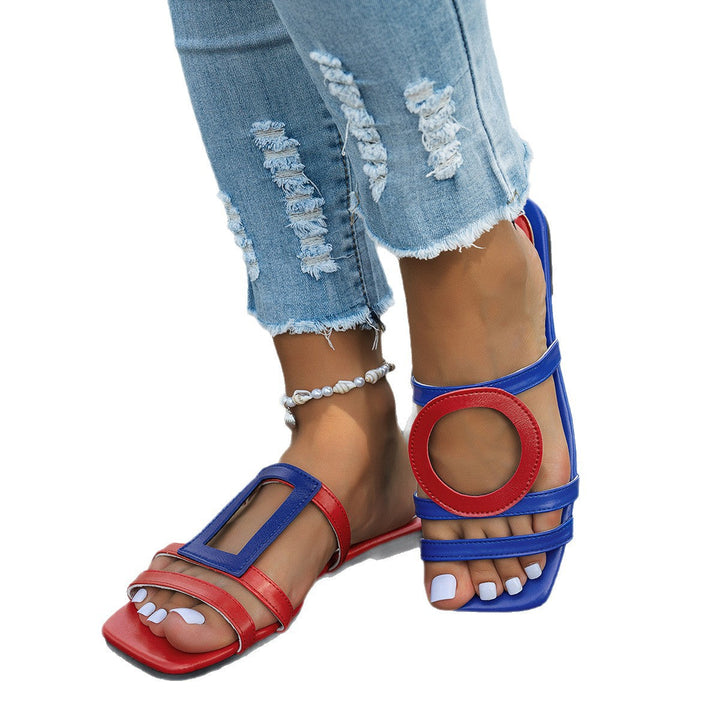 Damen Mode-Sandaletten mit modischen Riemen und geometrischen Details Drune