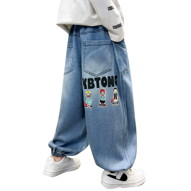 Unisex lässige Jeans mit bunten Stickereien Drune