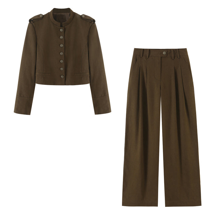 Damen Hochtaillierte weite Bundfaltenhose mit Seitentaschen Drune