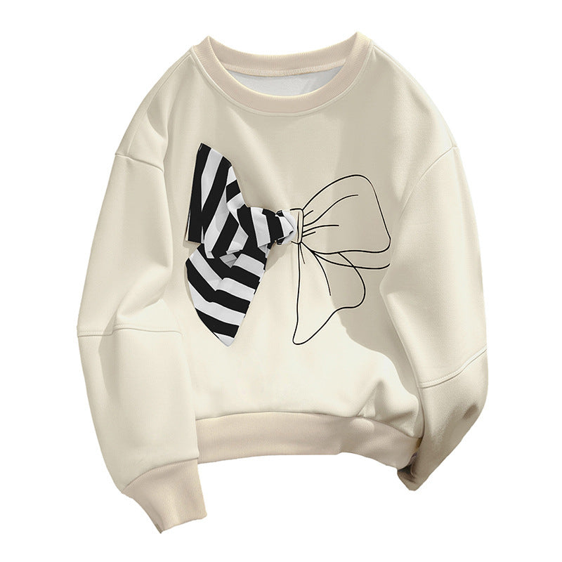 Damen Lässiger Sweatshirt mit Schleifen-Design Drune