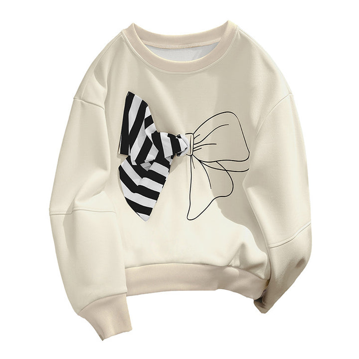 Damen Lässiger Sweatshirt mit Schleifen-Design Drune
