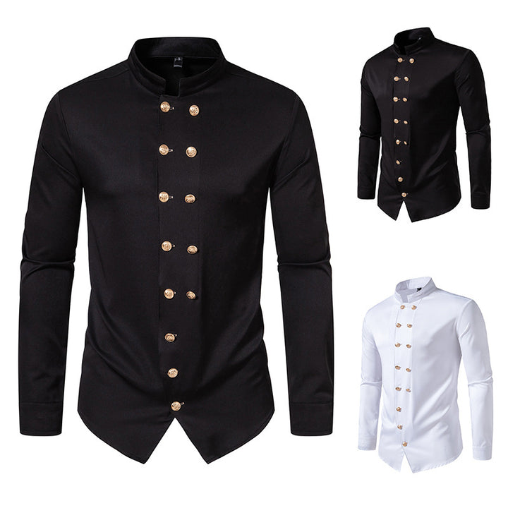 Herren Mandarin Kragen Dress Shirt Drune