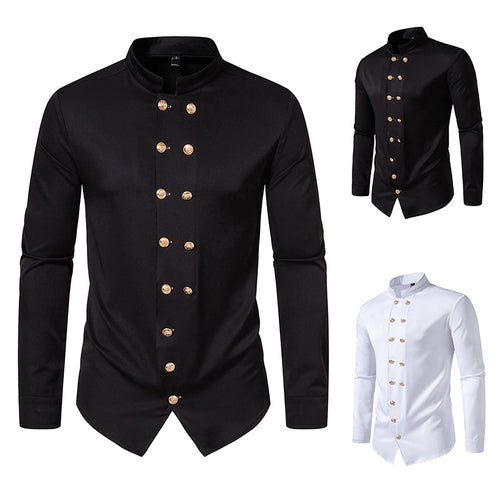Herren Mandarin Kragen Dress Shirt Drune