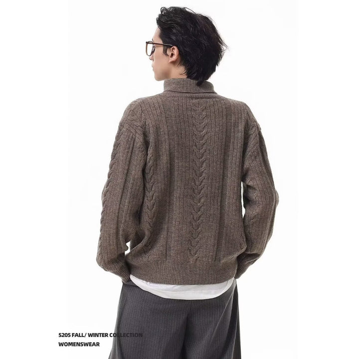 Herren Hochwertiger Strick-Cardigan mit Stehkragen Drune