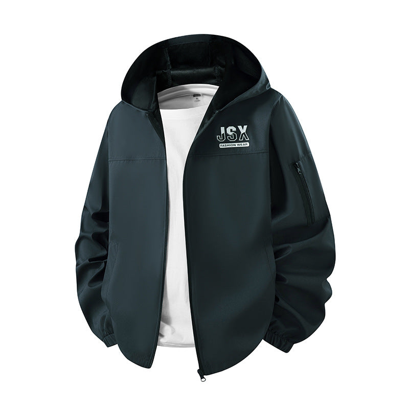 Herren Sportliche Windbreakerjacke mit Kapuze Drune