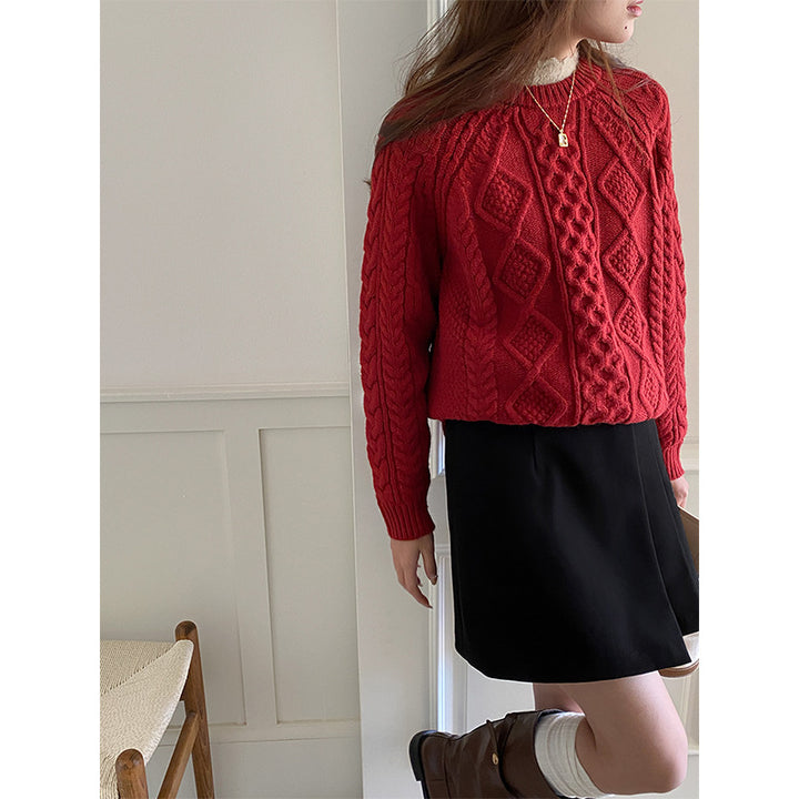 Damen elegantem Strickoberteil mit Rüschensaum Drune