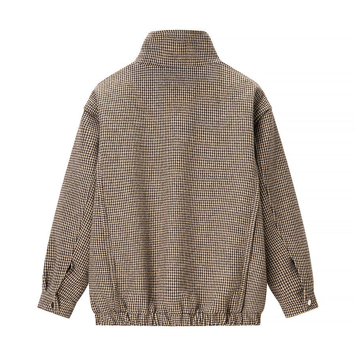 Damen Übergangsjacke im klassischen Karomuster mit hohem Stehkragen Drune