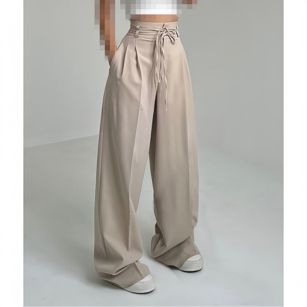 Damen Bequeme Bundfalten-Hose mit elastischem Taillenbund Drune