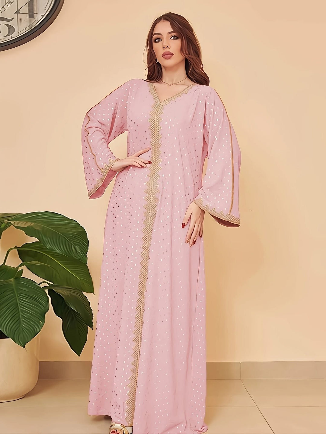 Damen Kaftankleid mit elegantem Stickdesign und weitem Schnitt Drune
