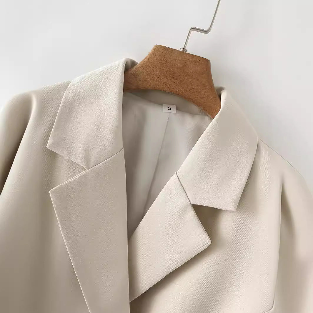 Damen nan leichter Doppelreiher-Blazer aus Strukturcrepe mit Pattentaschen und definierter Taillenform Drune