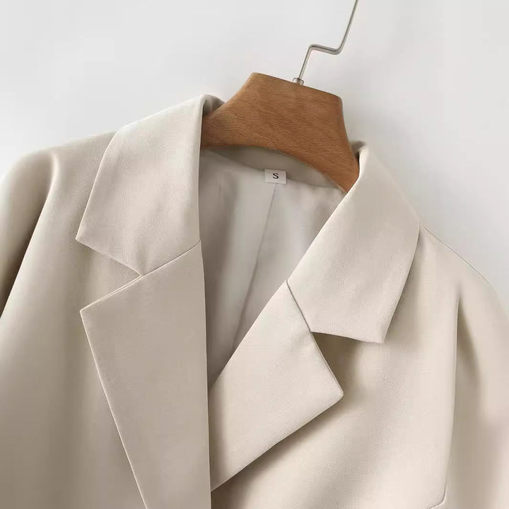 Damen nan leichter Doppelreiher-Blazer aus Strukturcrepe mit Pattentaschen und definierter Taillenform Drune