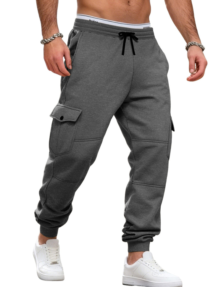 Herren nan sportive Jogginghose mit Cargotaschen Kordelzug und geripptem Knöchelsaum Drune
