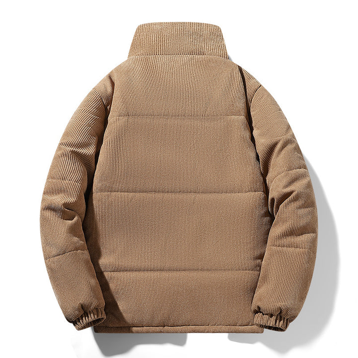 Herren gesteppte Cordjacke mit hohem Stehkragen, warmer Füllung und Reißverschlusstaschen Drune