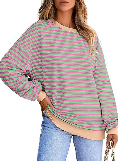Damen lässiger Sweater mit breiten Streifen Drune