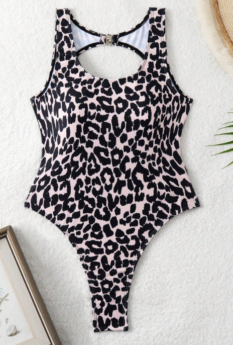 Damen Einteiler Badeanzug mit Leopardendruck und modernem Schnitt Drune