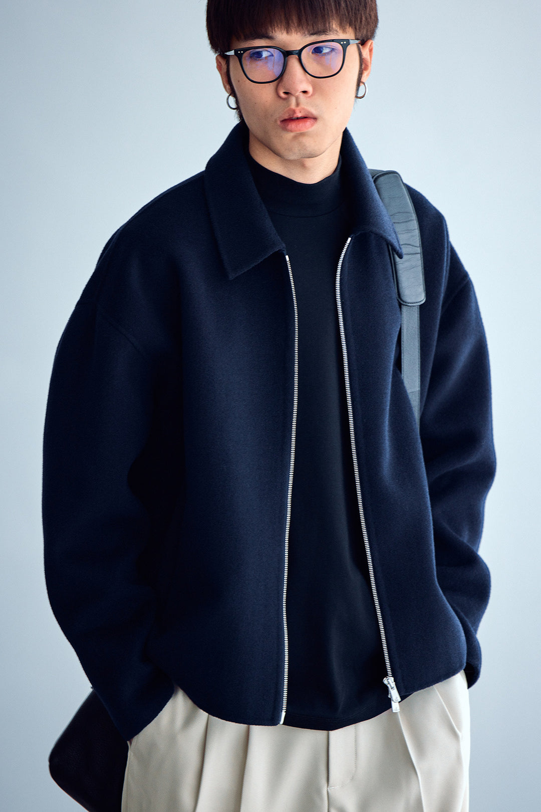 Herren Wolljacke mit Reißverschluss und weiter Passform Drune