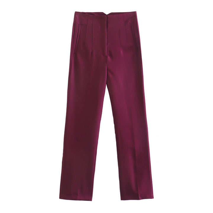 Damen Hochtaillierte tapered Anzughose mit Bügelfalte und Paspeltaschen Drune