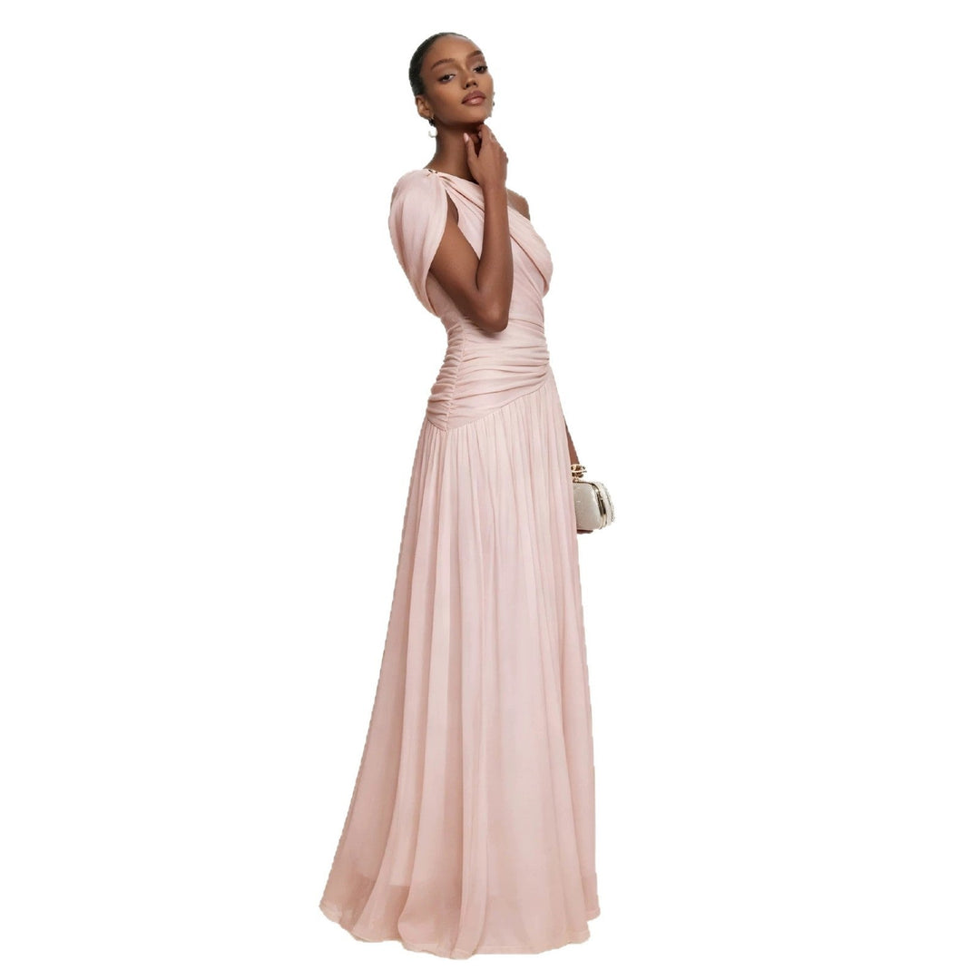 Damen Elegantes One-Shoulder Maxikleid mit fließendem Schnitt Drune