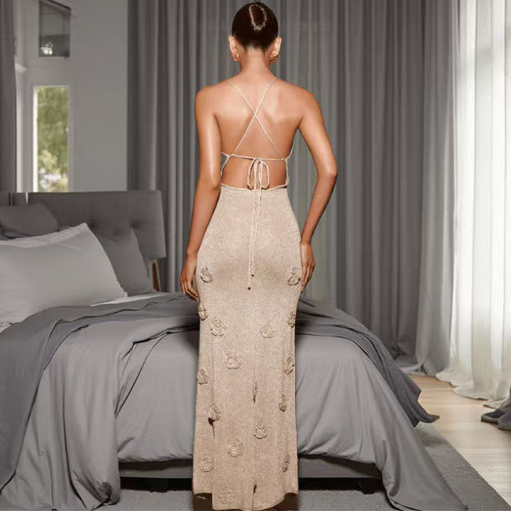Damen glamouröses Abendkleid mit floralem Design Drune